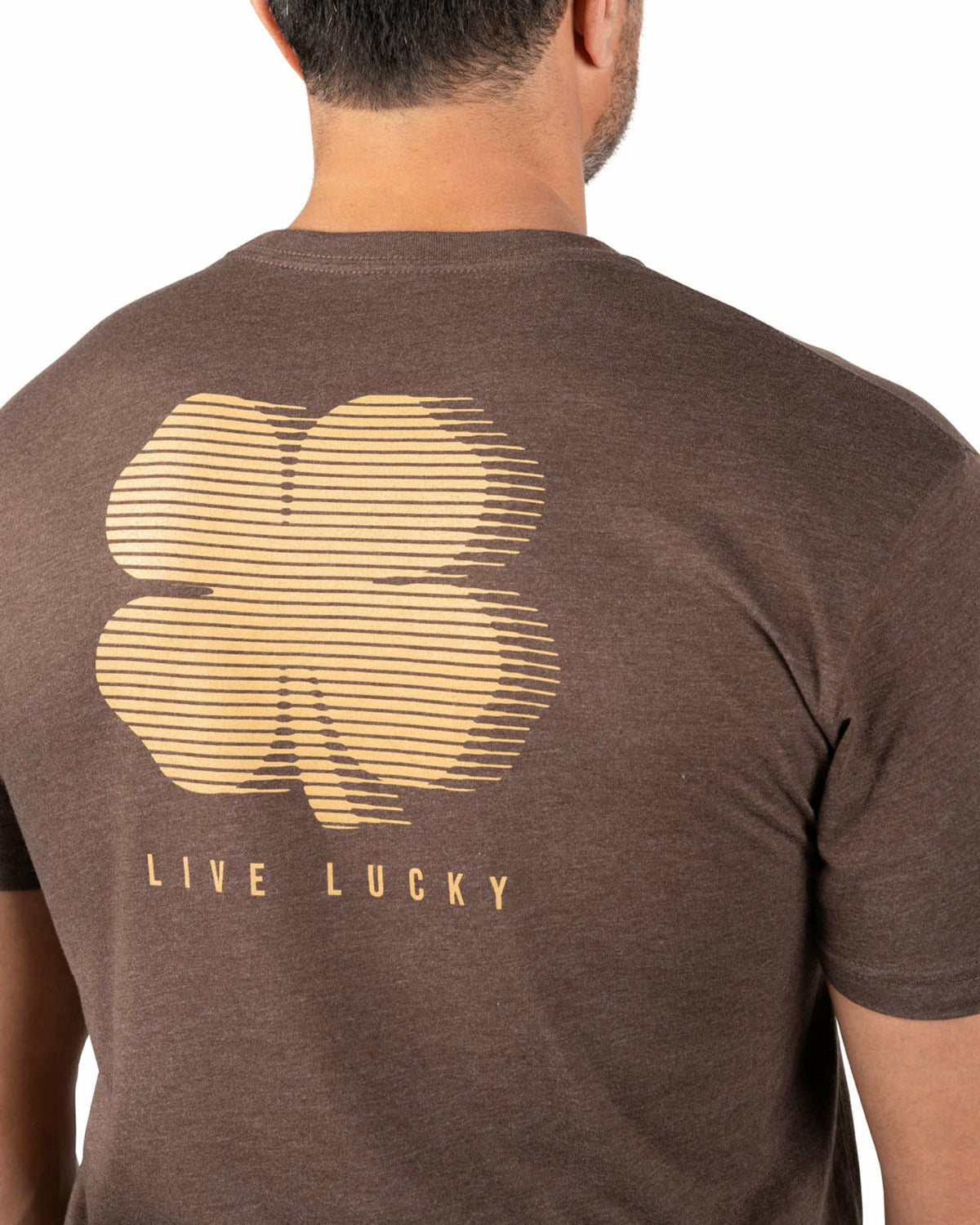 Super Soft Men's Brown Graphic Tee with Orange Blur Clover
