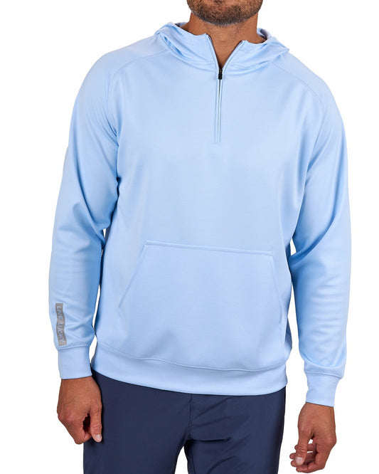 Men's Quarter-Zip Light Blue Lightweight Hoodie
