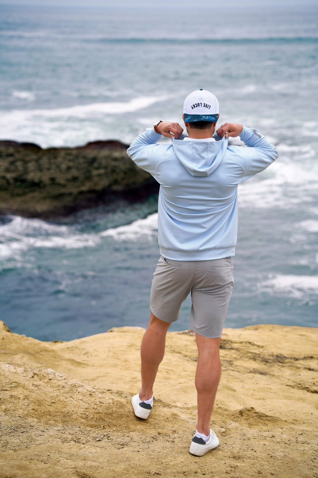 Men's Quarter-Zip Light Blue Lightweight Hoodie