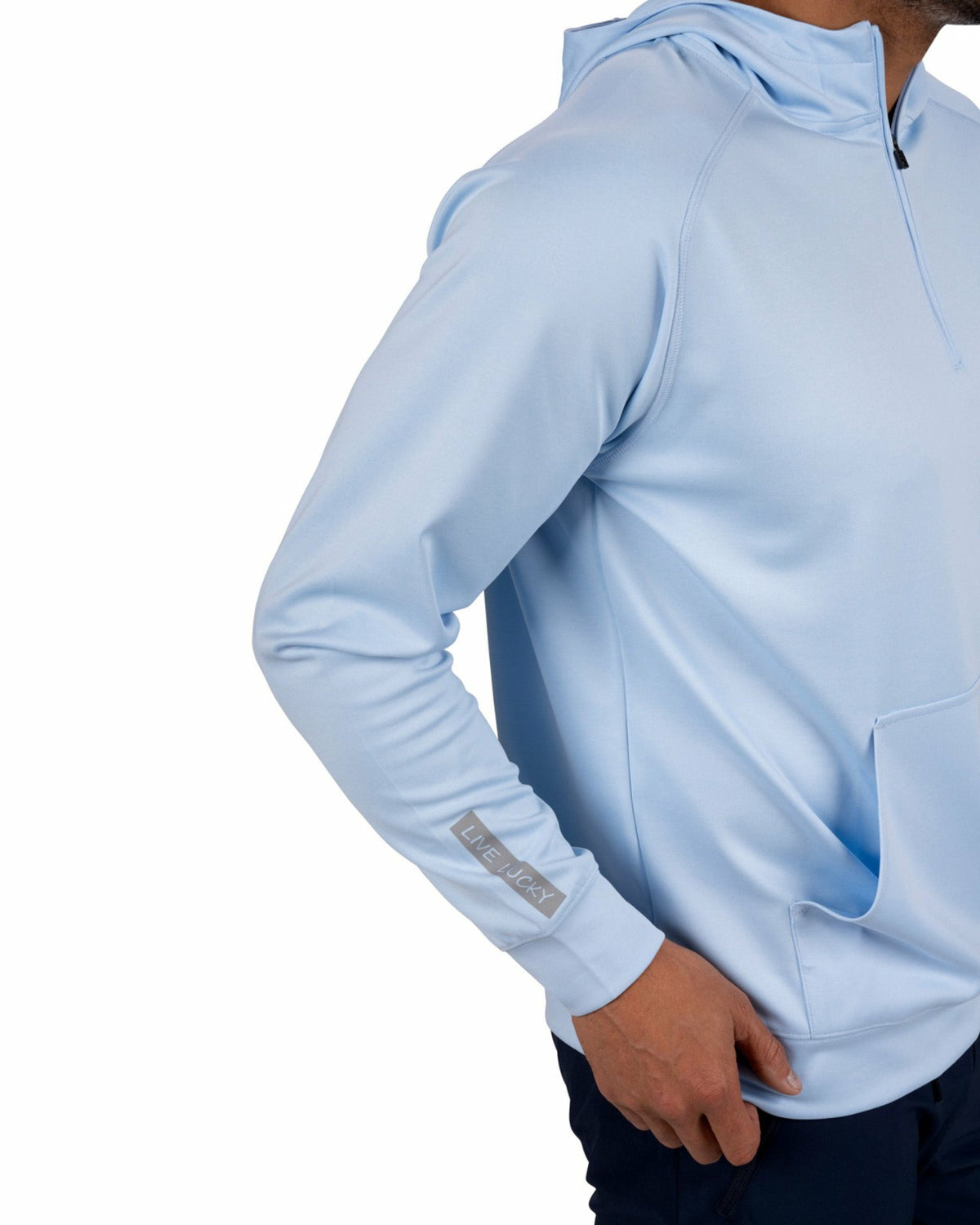 Men's Quarter-Zip Light Blue Lightweight Hoodie