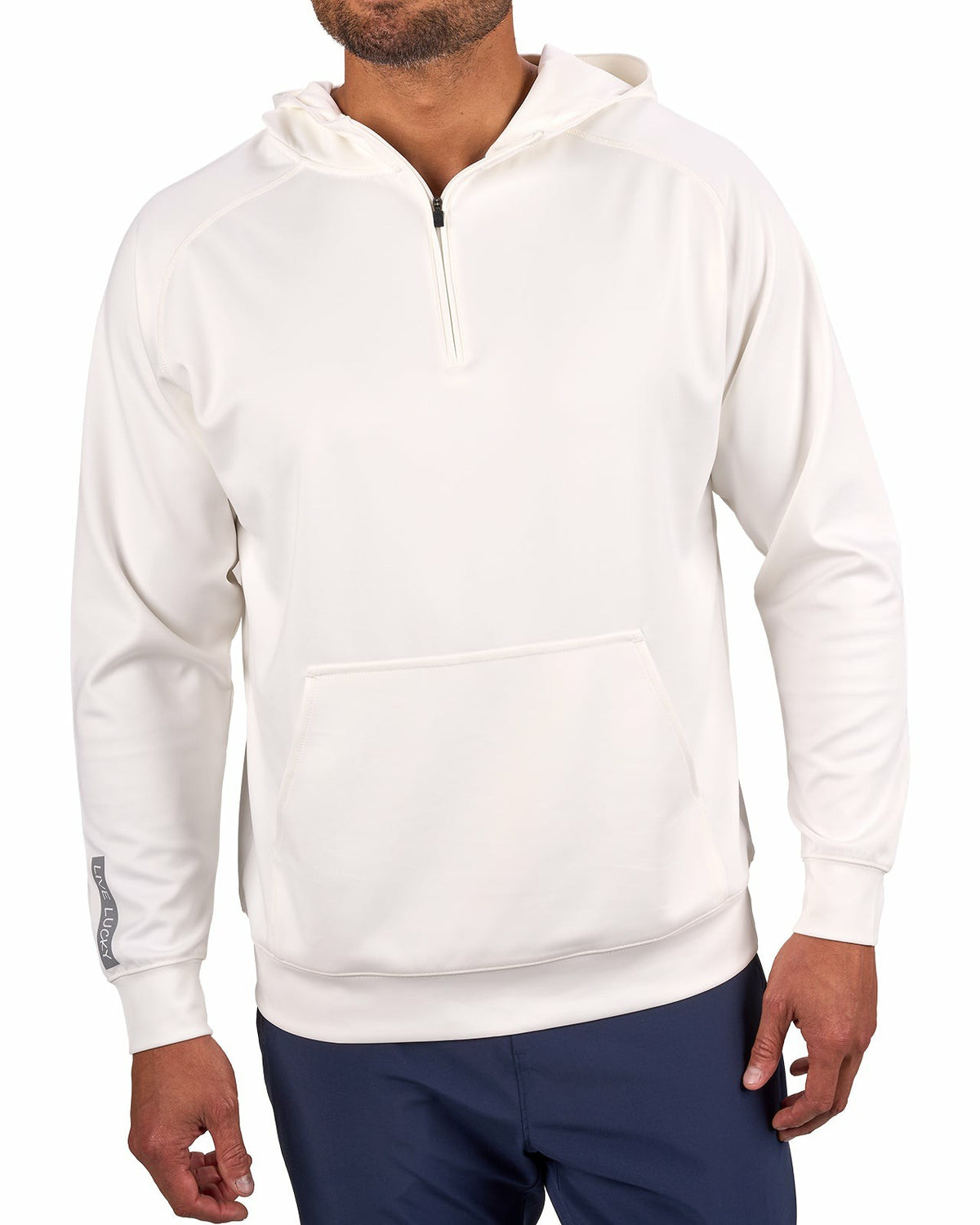 Men's Quarter-Zip White Lightweight Hoodie