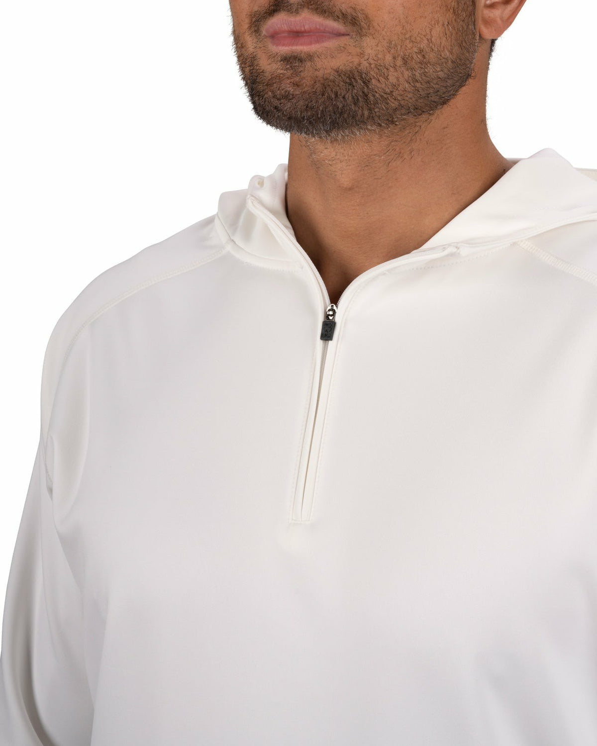 Men's Quarter-Zip White Lightweight Hoodie