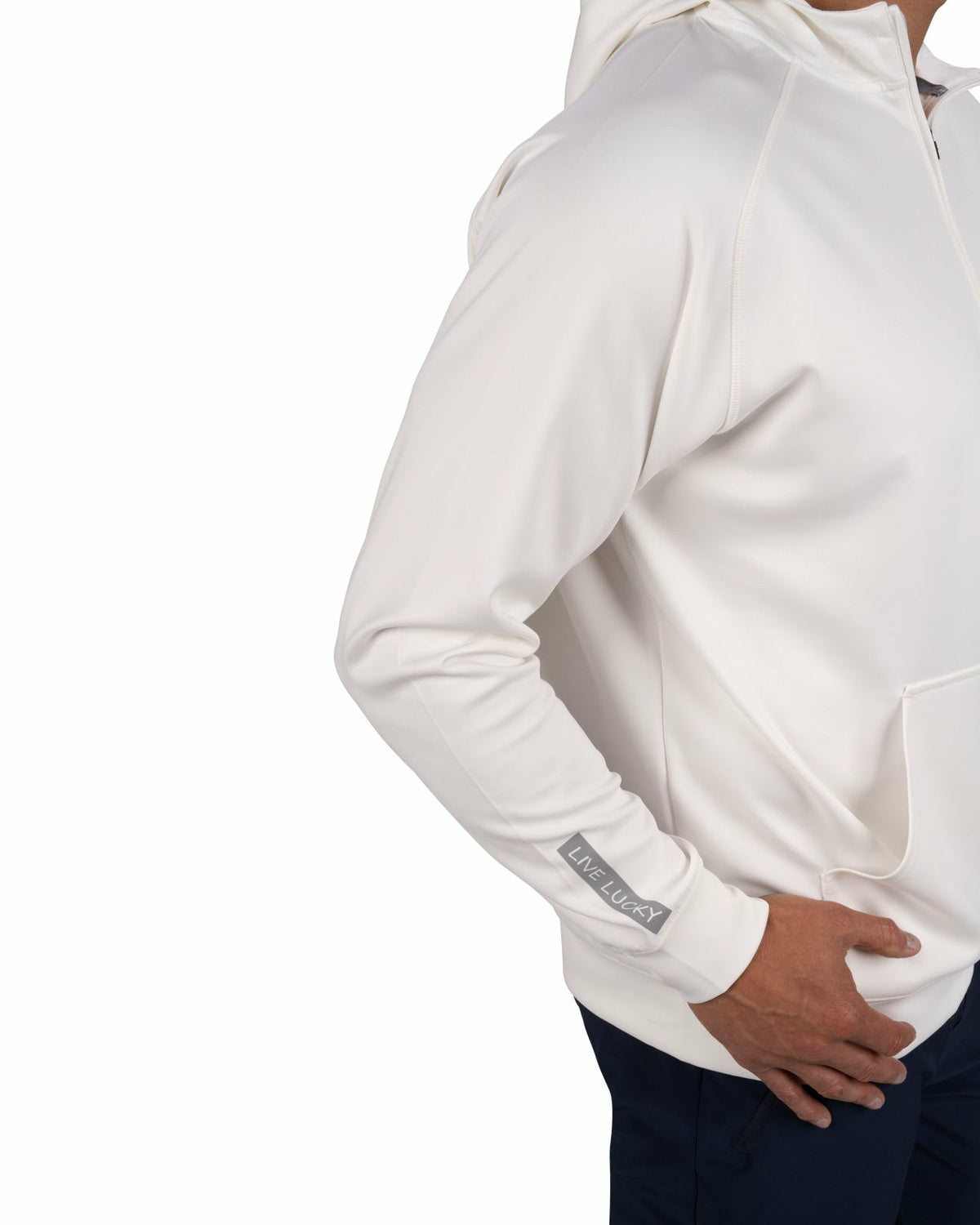 Men's Quarter-Zip White Lightweight Hoodie