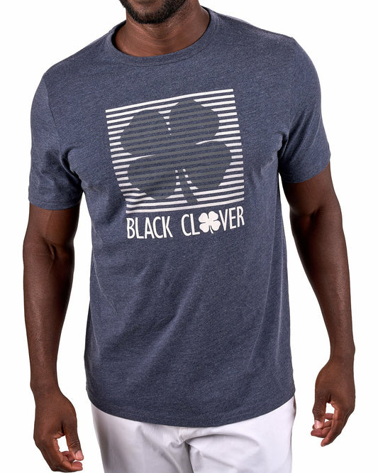Men's Athletic Short Sleeve Blue T-Shirt with Black Clover Logo