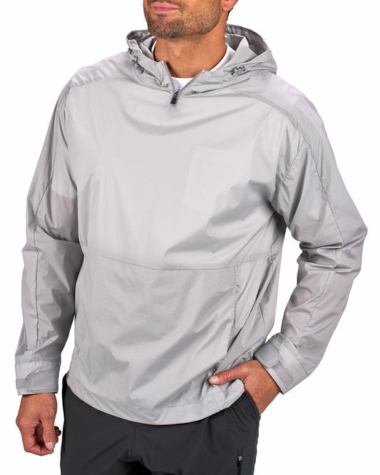 Stylish Men's Windbreaker Rain Jacket in Light Grey