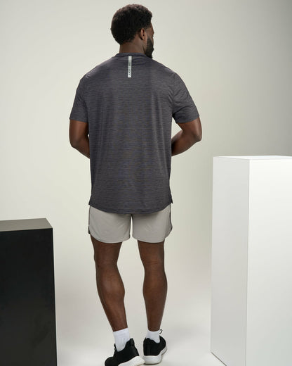 Men's Dark Grey Athletic Fit Tee for Gym and Performance