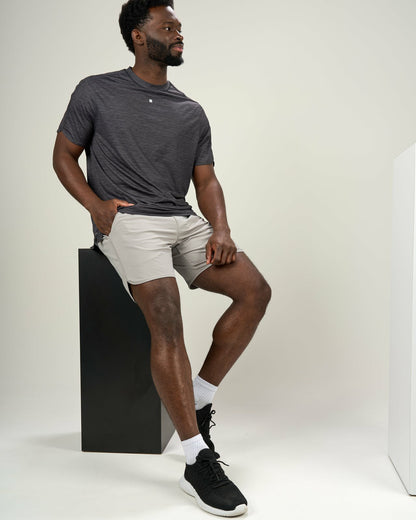 Men's Dark Grey Athletic Fit Tee for Gym and Performance
