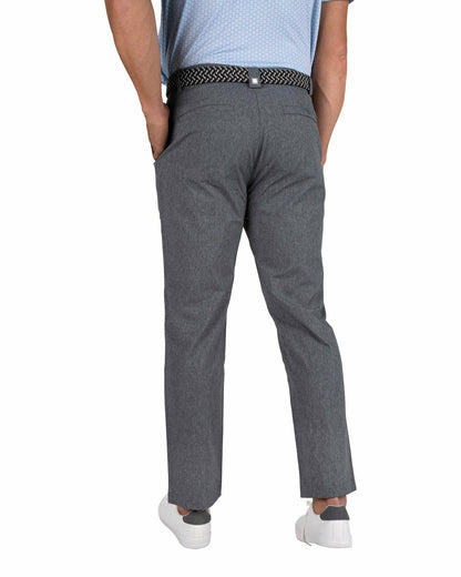 Men's Textured Stretch Twill Grey Dress Pants for Golf or Business