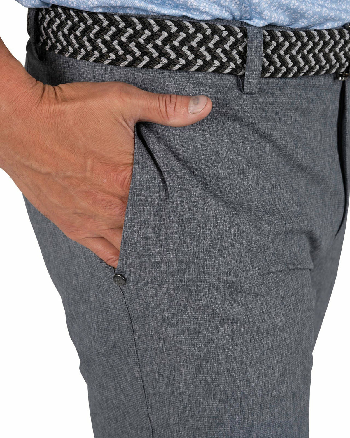 Men's Textured Stretch Twill Grey Dress Pants for Golf or Business