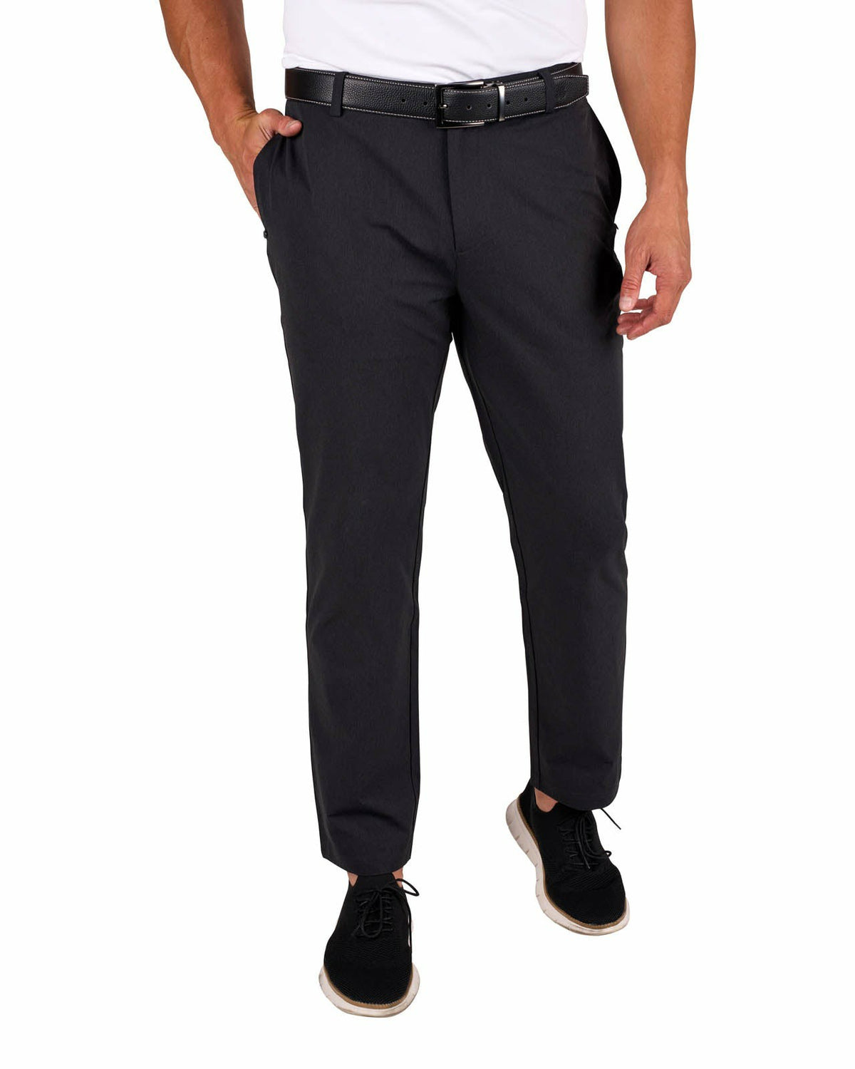 Men's Textured Stretch Twill Black Dress Pants for Golf or Business
