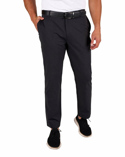 Men's Textured Stretch Twill Black Dress Pants for Golf or Business
