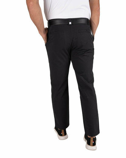 Men's Textured Stretch Twill Black Dress Pants for Golf or Business
