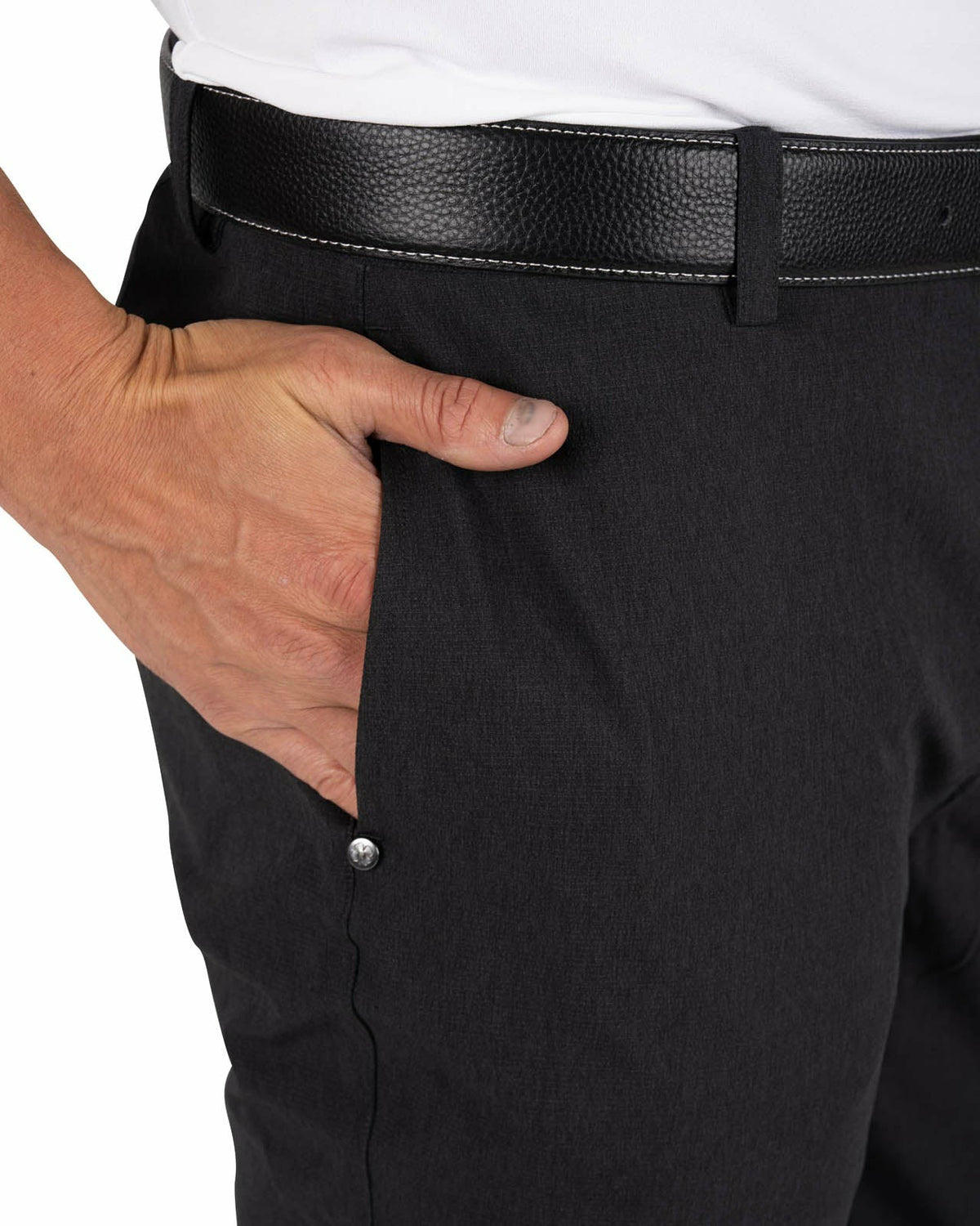 Men's Textured Stretch Twill Black Dress Pants for Golf or Business