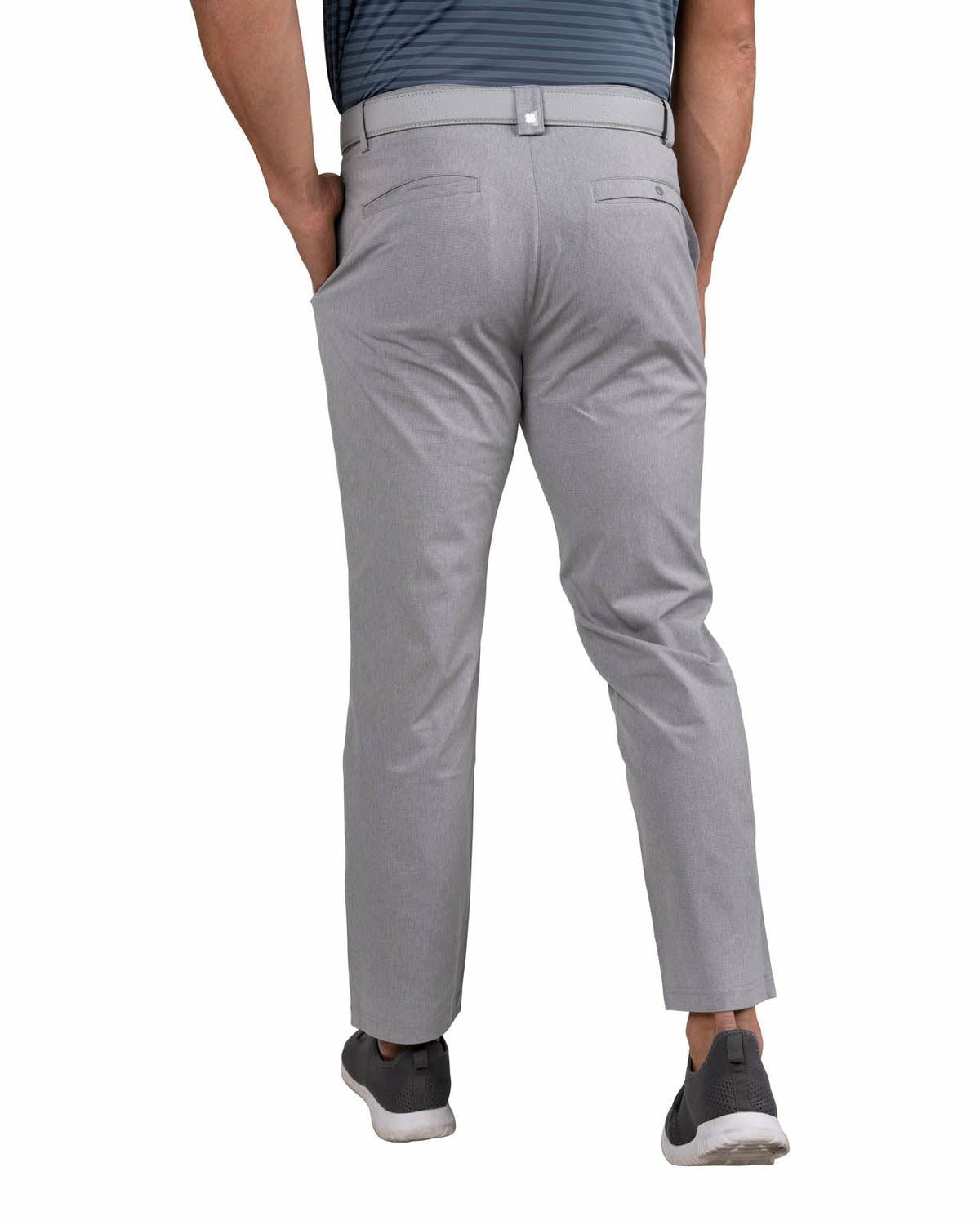 Men's Textured Stretch Twill Grey Dress Pants for Golf or Business