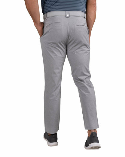 Men's Textured Stretch Twill Grey Dress Pants for Golf or Business
