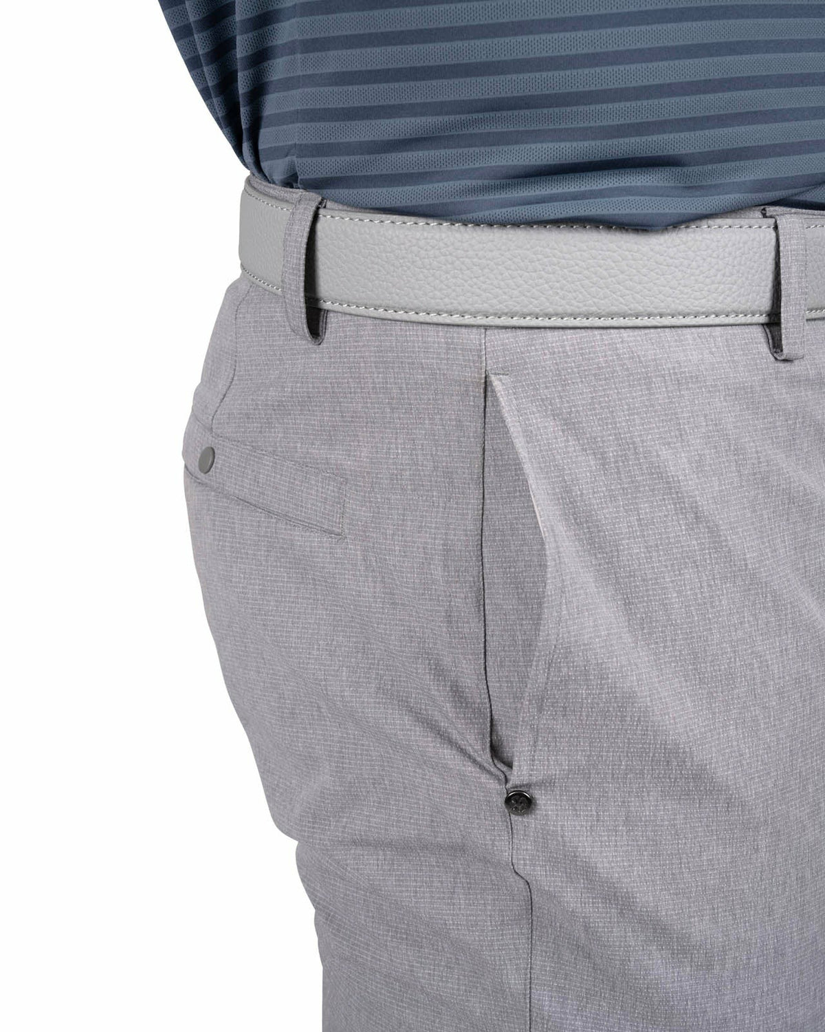 Men's Textured Stretch Twill Grey Dress Pants for Golf or Business