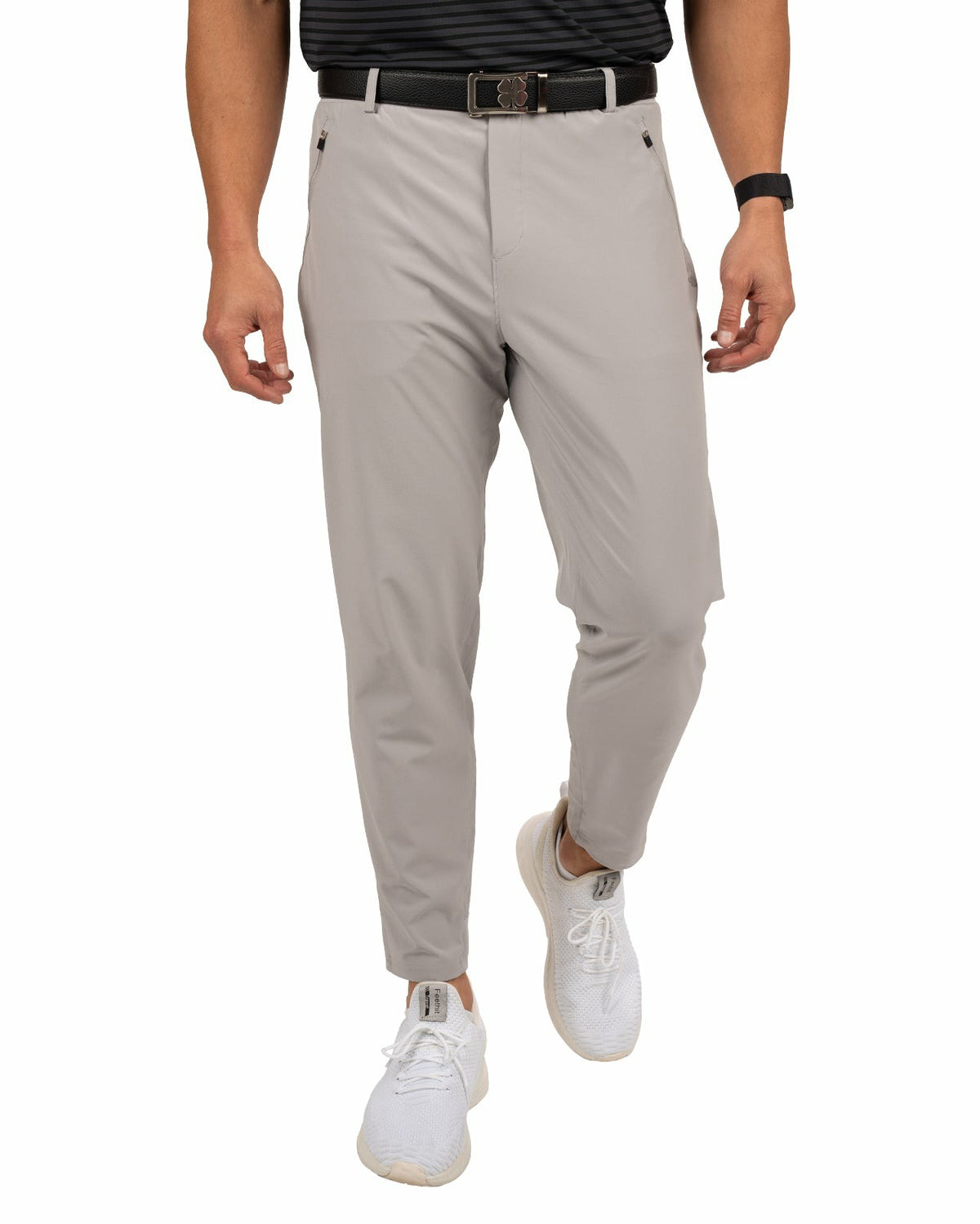 Elevated Light Grey Athletic Joggers with Belt Loops