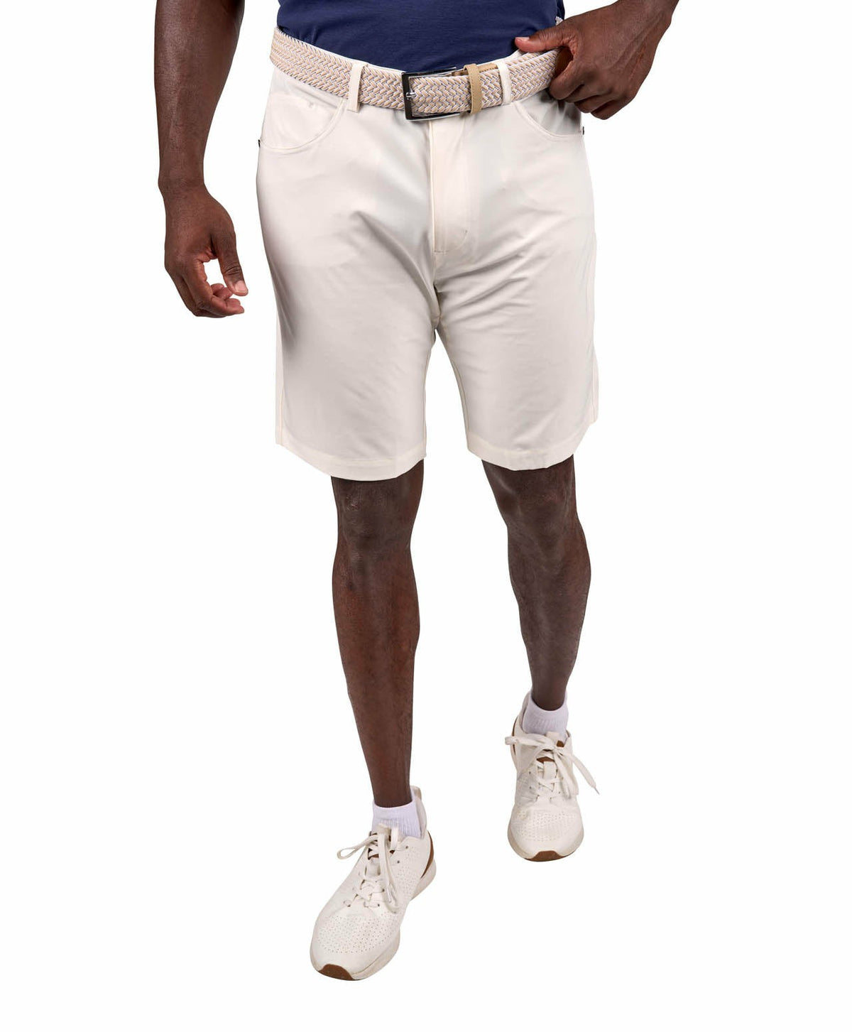 Men's 9" White 5-Pocket Stretch Twill Shorts for Golf or Office
