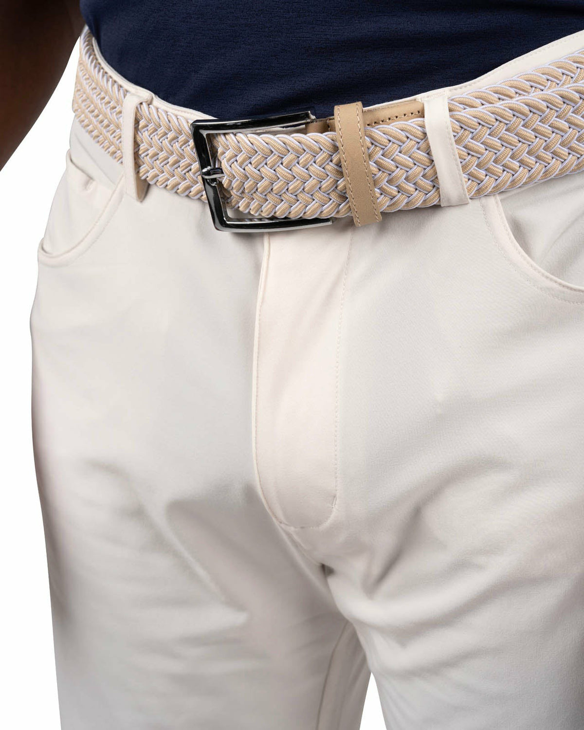 Men's 9" White 5-Pocket Stretch Twill Shorts for Golf or Office