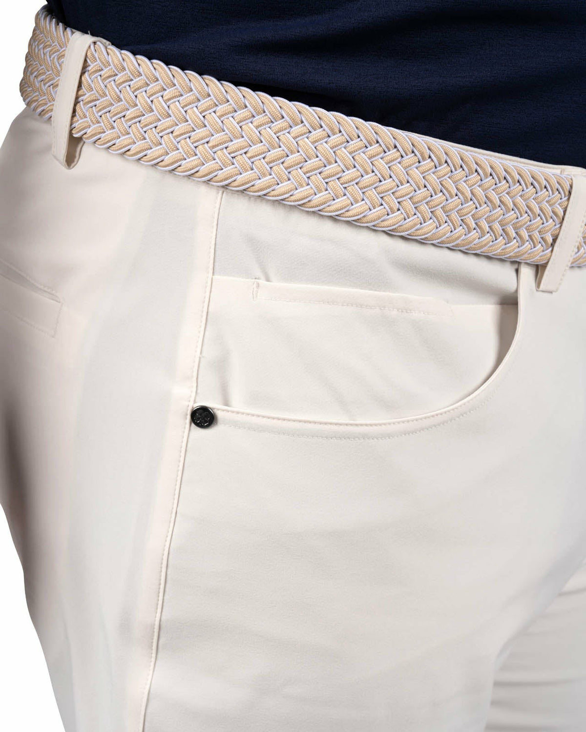 Men's 9" White 5-Pocket Stretch Twill Shorts for Golf or Office