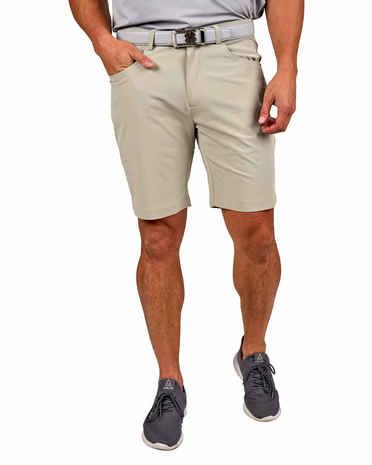Men's 9" Khaki 5-Pocket Stretch Twill Shorts for Golf or Office
