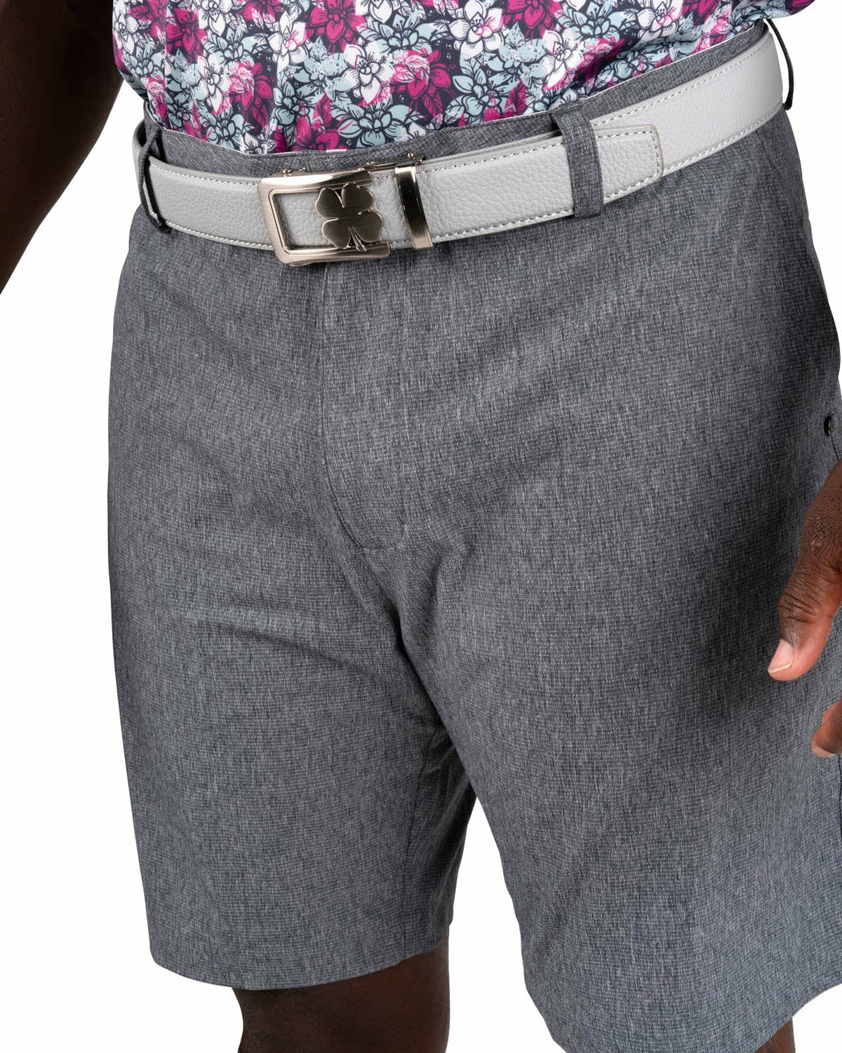 Men's 8" Textured Stretch Twill Dark Grey Dress Shorts for Golf or Business