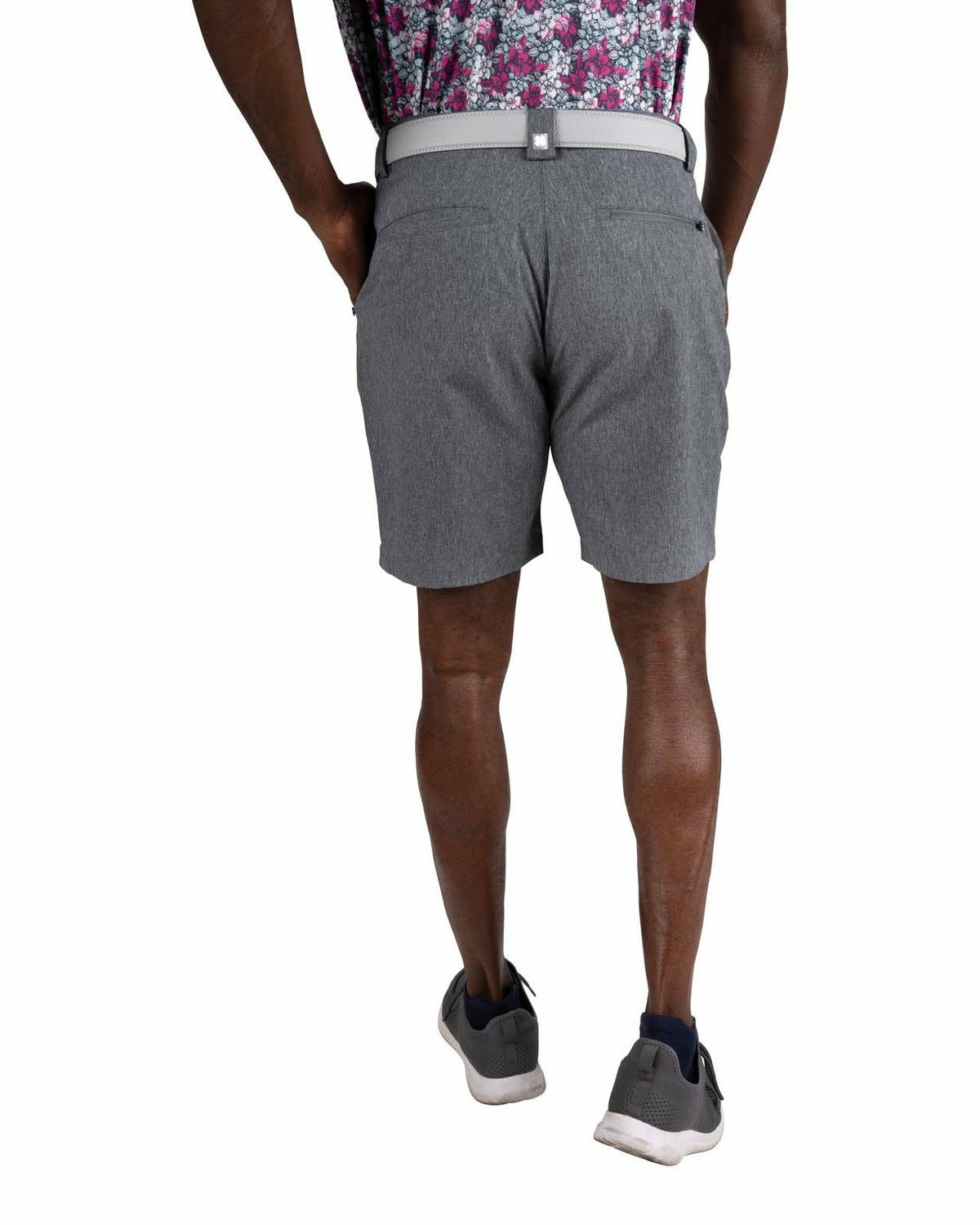 Men's 8" Textured Stretch Twill Dark Grey Dress Shorts for Golf or Business