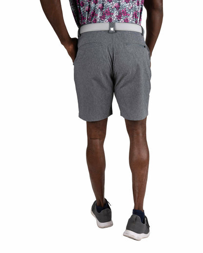 Men's 8" Textured Stretch Twill Dark Grey Dress Shorts for Golf or Business
