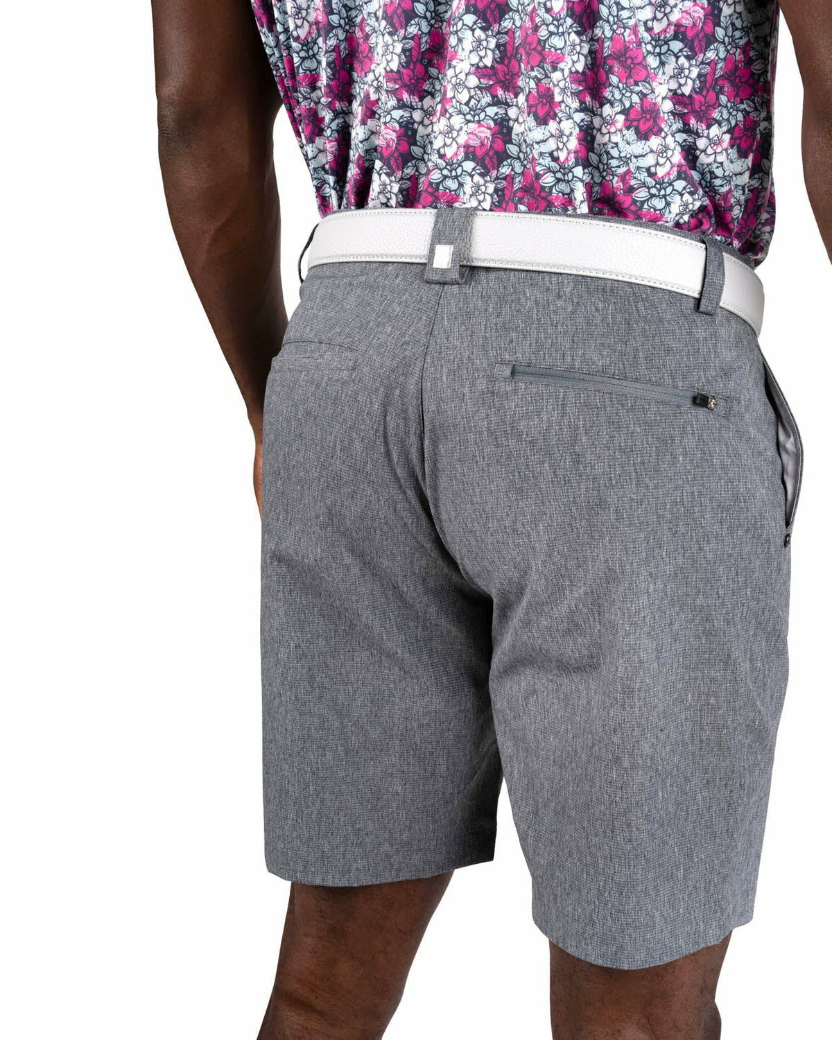 Men's 8" Textured Stretch Twill Dark Grey Dress Shorts for Golf or Business