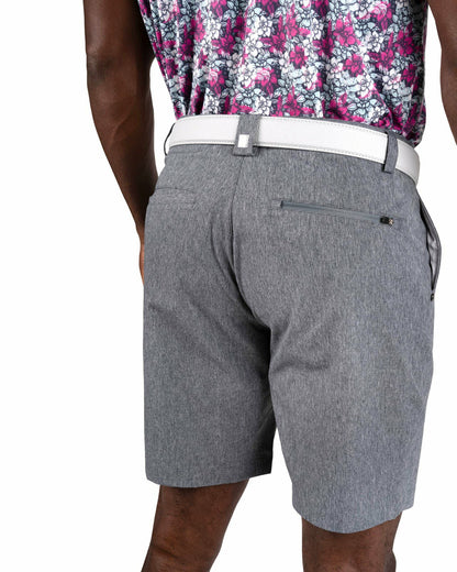 Men's 8" Textured Stretch Twill Dark Grey Dress Shorts for Golf or Business