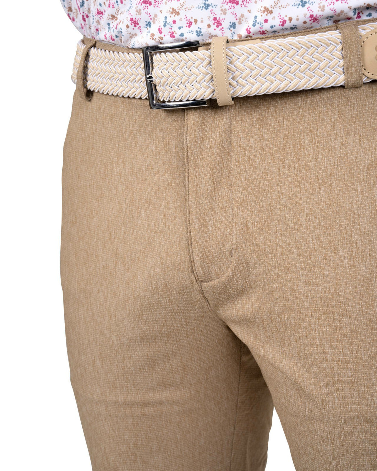 Men's 8" Textured Stretch Twill Brown Dress Shorts for Golf or Business