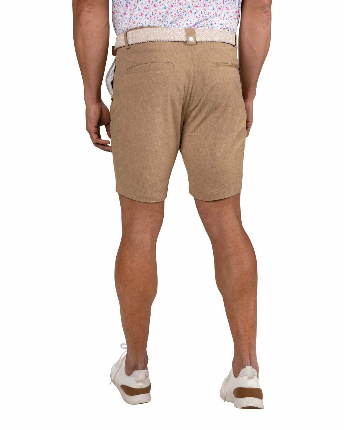 Men's 8" Textured Stretch Twill Brown Dress Shorts for Golf or Business