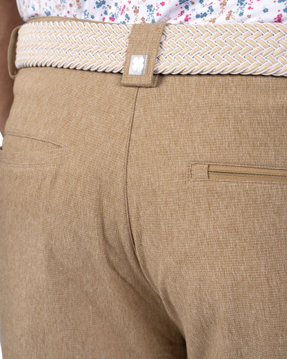 Men's 8" Textured Stretch Twill Brown Dress Shorts for Golf or Business