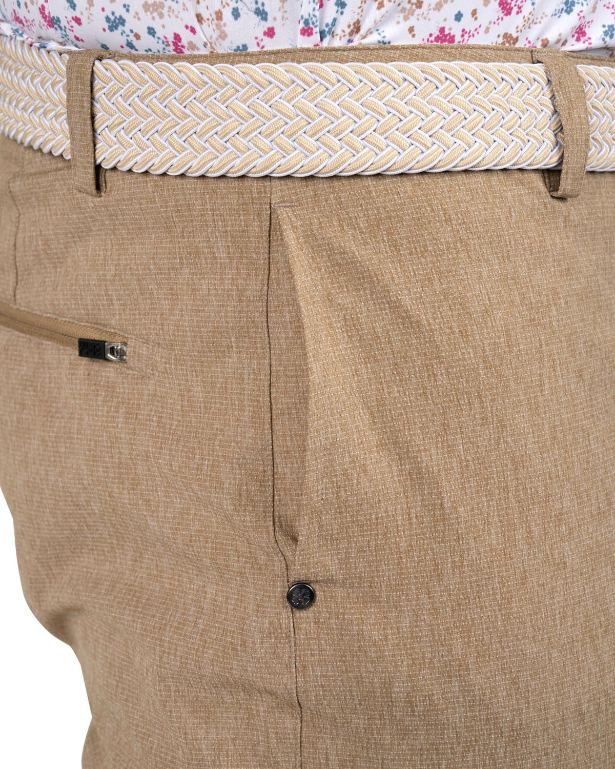 Men's 8" Textured Stretch Twill Brown Dress Shorts for Golf or Business