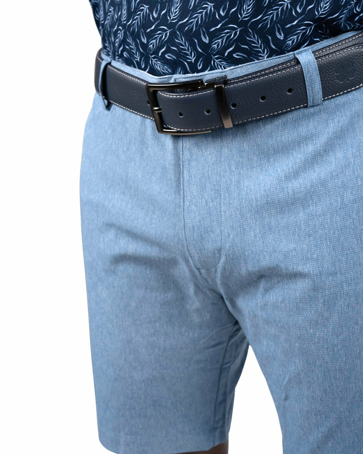Men's 8" Textured Stretch Twill Blue Dress Shorts for Golf or Business