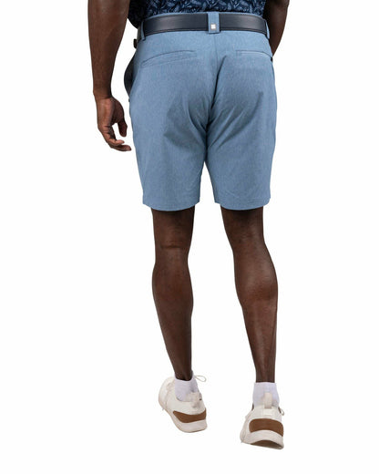 Men's 8" Textured Stretch Twill Blue Dress Shorts for Golf or Business