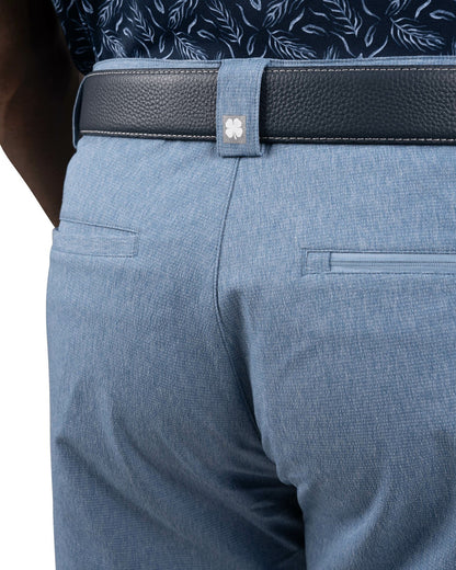 Men's 8" Textured Stretch Twill Blue Dress Shorts for Golf or Business