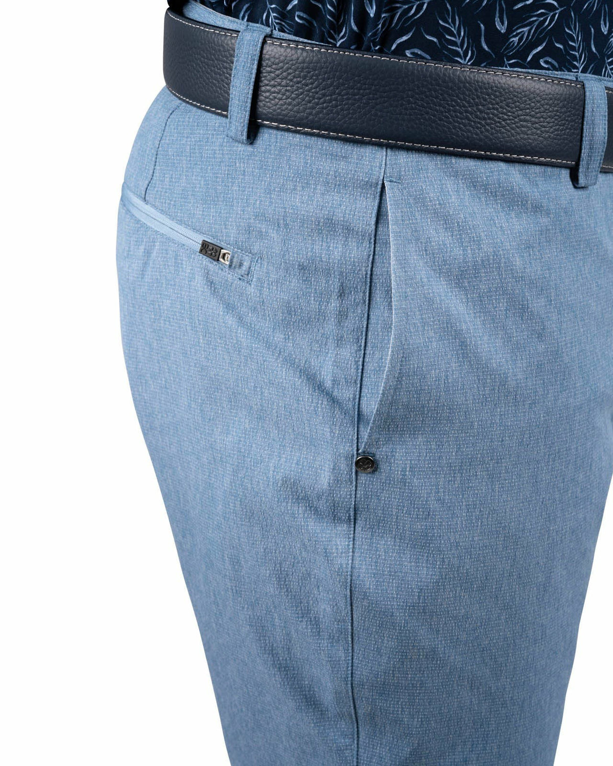 Men's 8" Textured Stretch Twill Blue Dress Shorts for Golf or Business