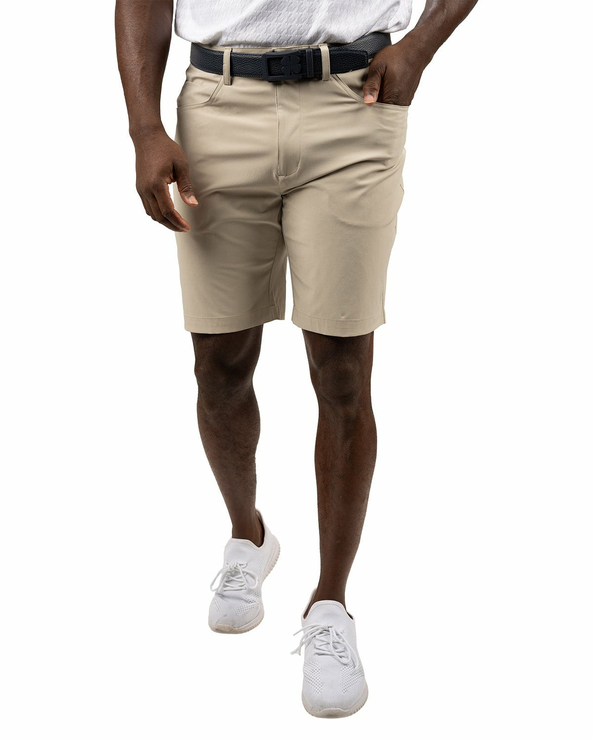 Men's 9" Tan 5-Pocket Stretch Twill Shorts for Golf or Office