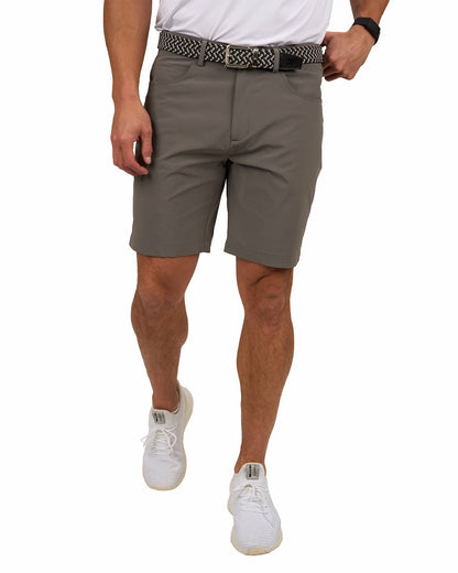 Men's 9" Charcoal 5-Pocket Stretch Twill Shorts for Golf or Office