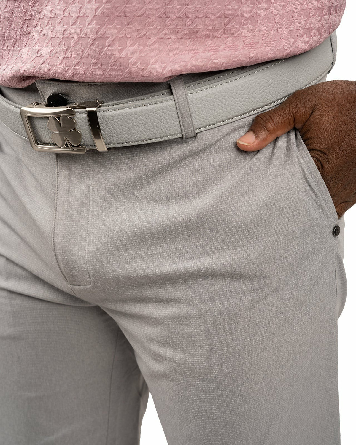 Men's 9" Textured Stretch Twill Light Grey Dress Shorts, Perfect for Golf or Business