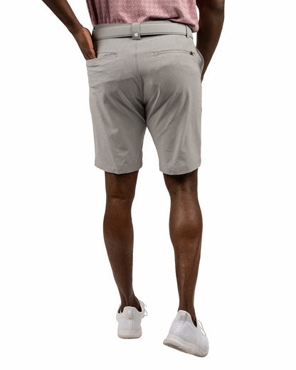 Men's 9" Textured Stretch Twill Light Grey Dress Shorts, Perfect for Golf or Business
