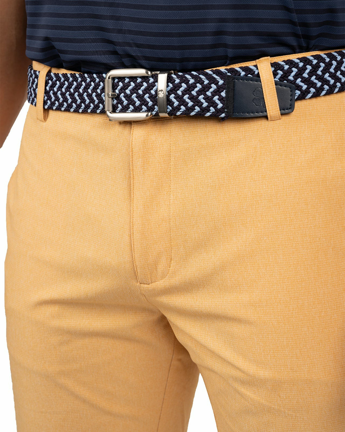 Men's 9" Textured Stretch Twill Mustard Yellow Shorts, Perfect for Golf or Business