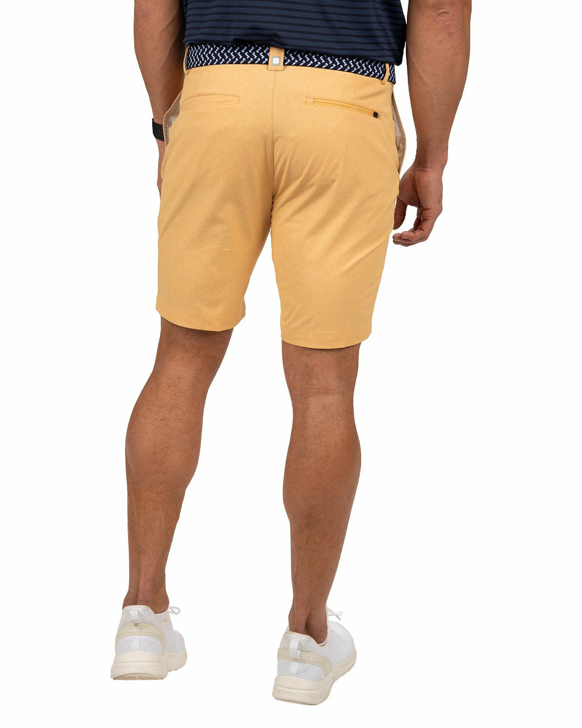 Men's 9" Textured Stretch Twill Mustard Yellow Shorts, Perfect for Golf or Business