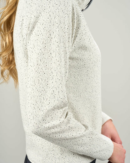 Women's White Textured Quarter-Zip Pullover