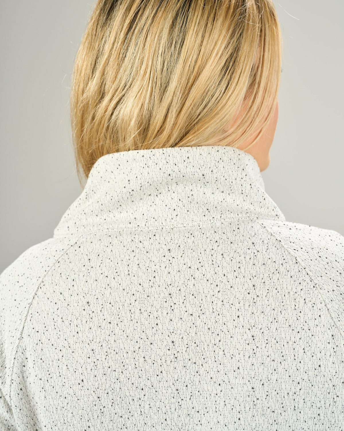 Women's White Textured Quarter-Zip Pullover