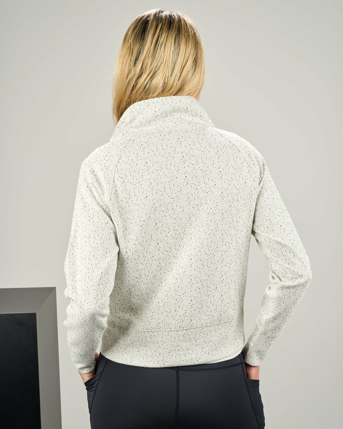 Women's White Textured Quarter-Zip Pullover