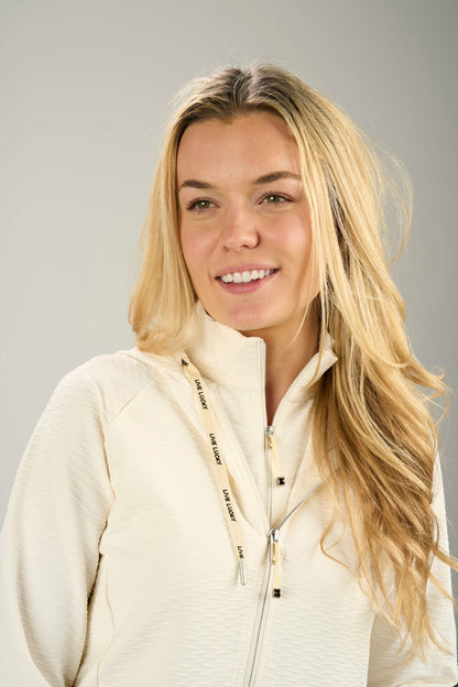 Women's Textured Cream Athletic Jacket for Golf or Tennis