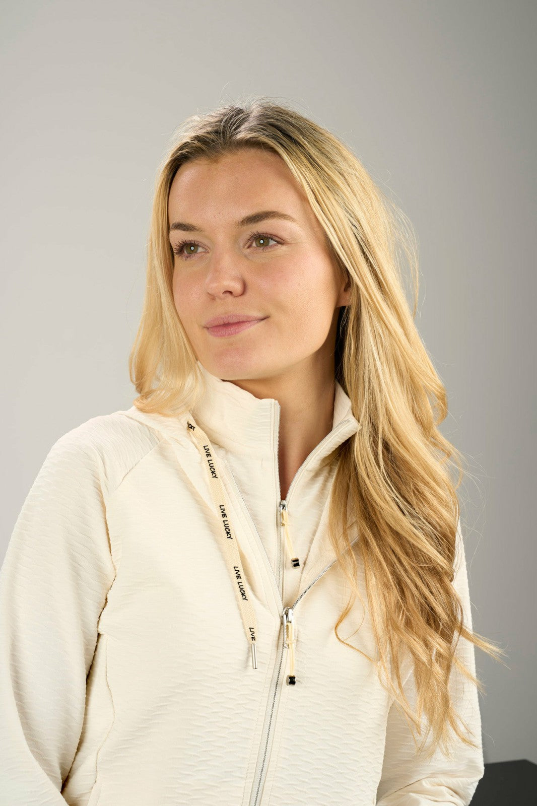 Women's Textured Cream Athletic Jacket for Golf or Tennis