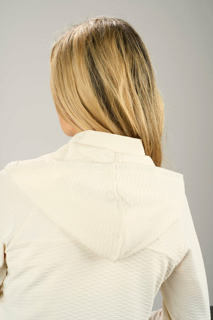 Women's Textured Cream Athletic Jacket for Golf or Tennis